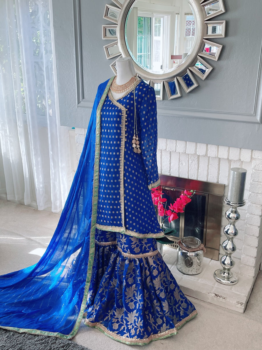 Royal Blue Gharara Asma and Shumaila