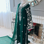 Green chiffon with thread work