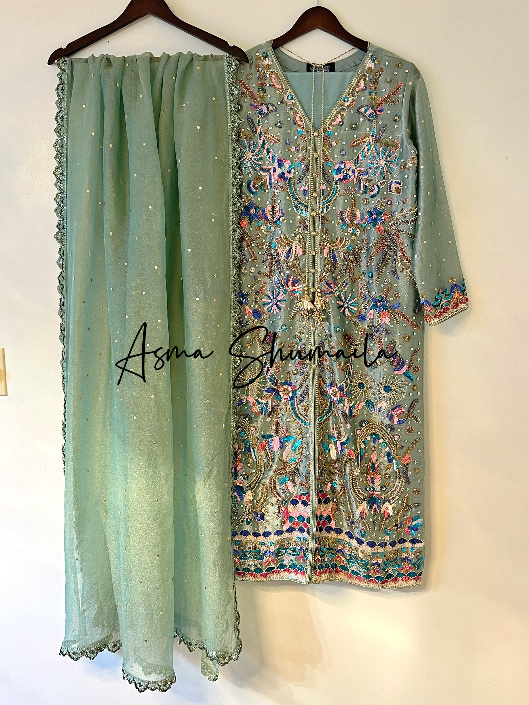 Green Sequenced Embellished