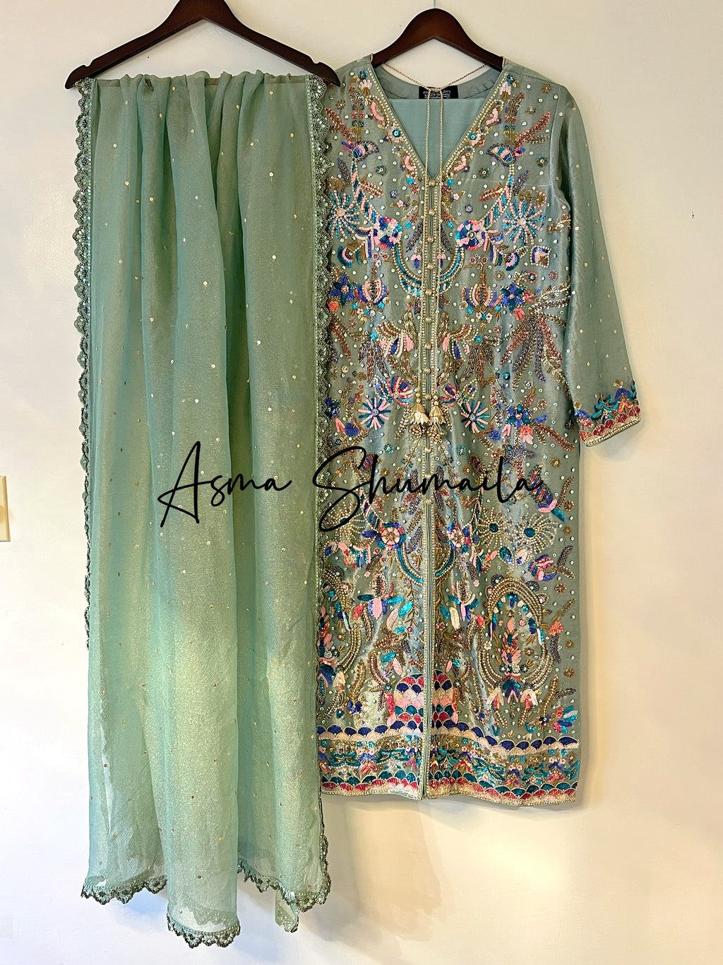 Green Sequenced Embellished