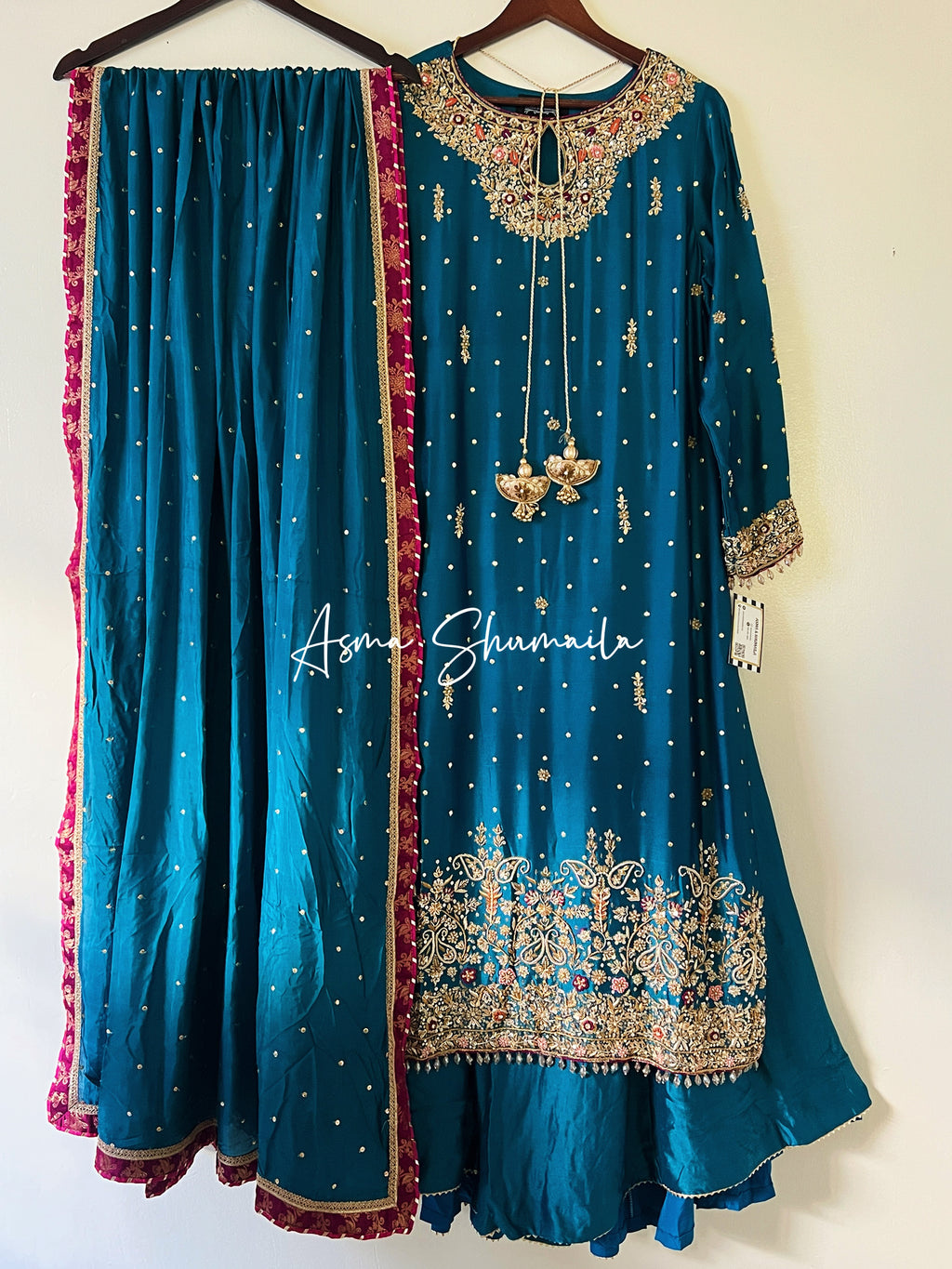 Peacock silk with Dhaka Pajama