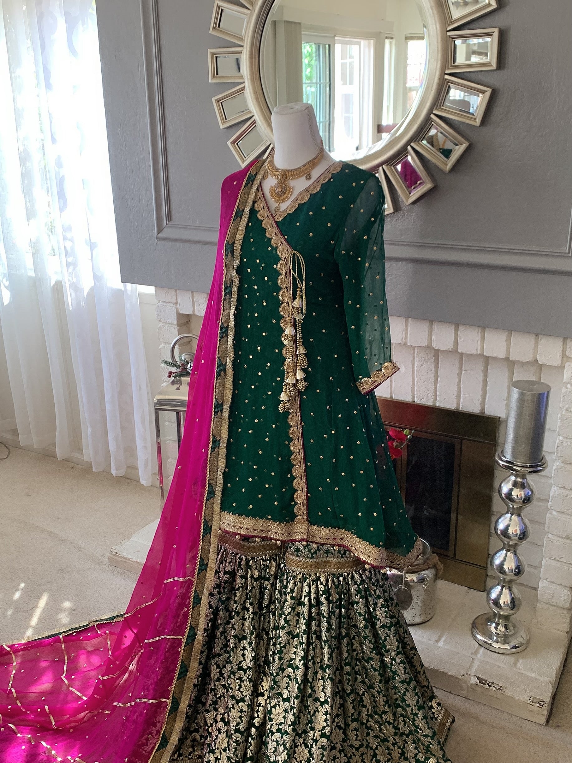 Green Nikkah Gharara Asma and Shumaila Green Nikkah Gharara Asma and Shumaila