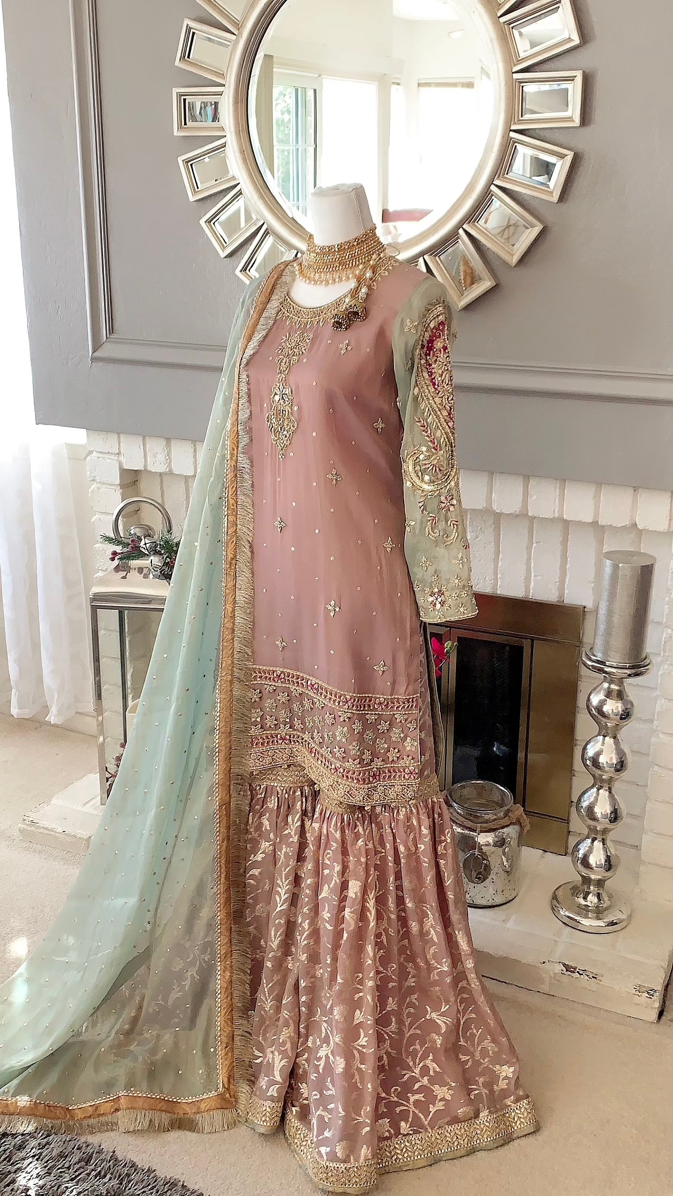 tea pink pakistani bridal dresses Tea pink Nikah Gharara Asma and Shumaila