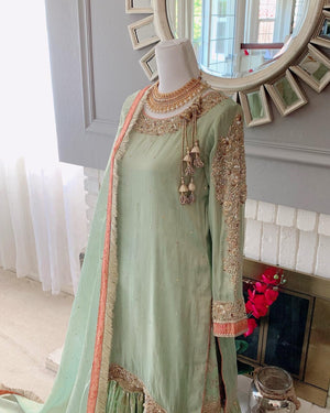 Mint green Gharara Asma and Shumaila Mint green Gharara Asma and Shumaila