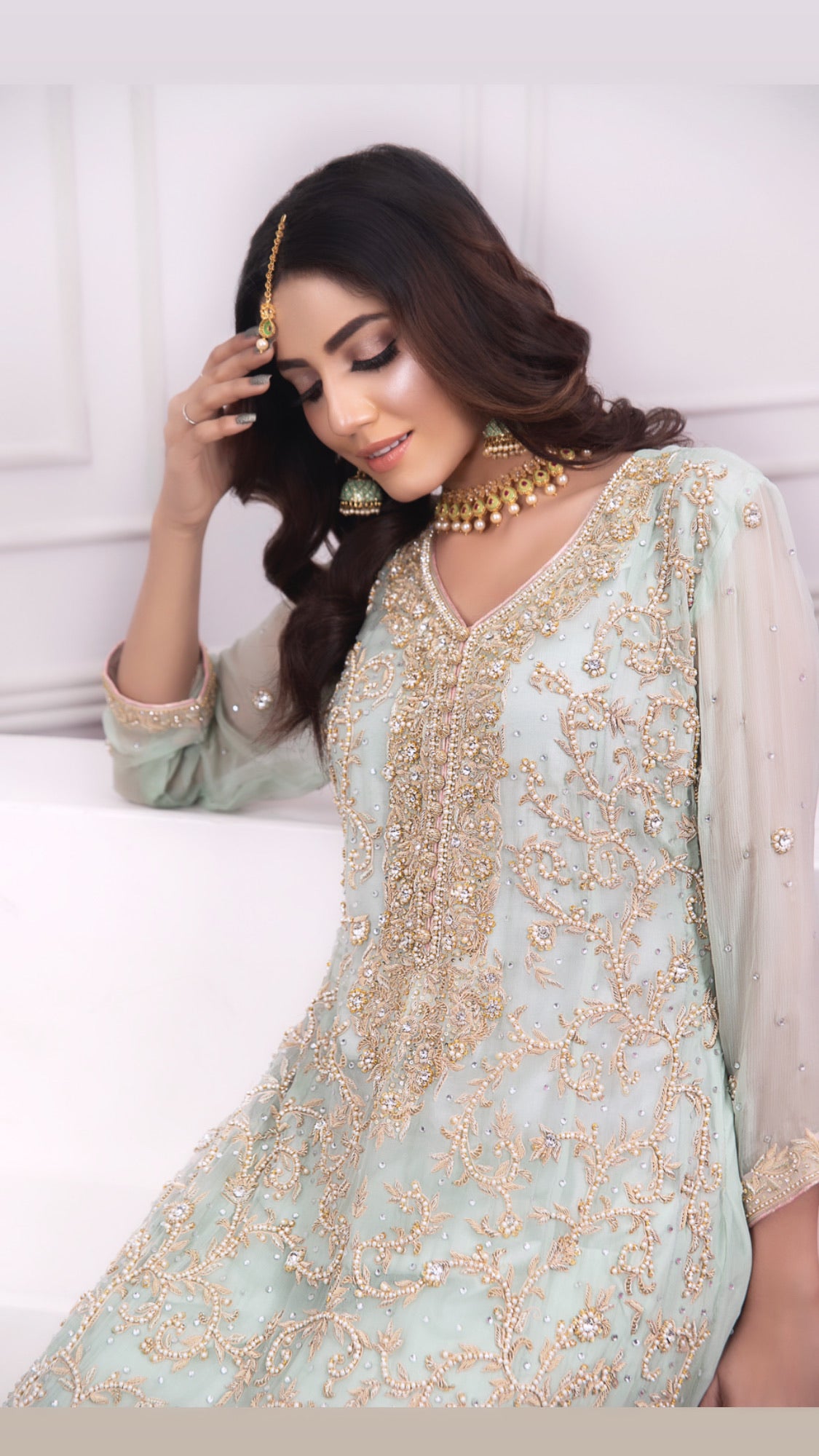 Mint Green Nikkah Gown Asma and Shumaila Mint Green Nikkah Gown Asma and Shumaila